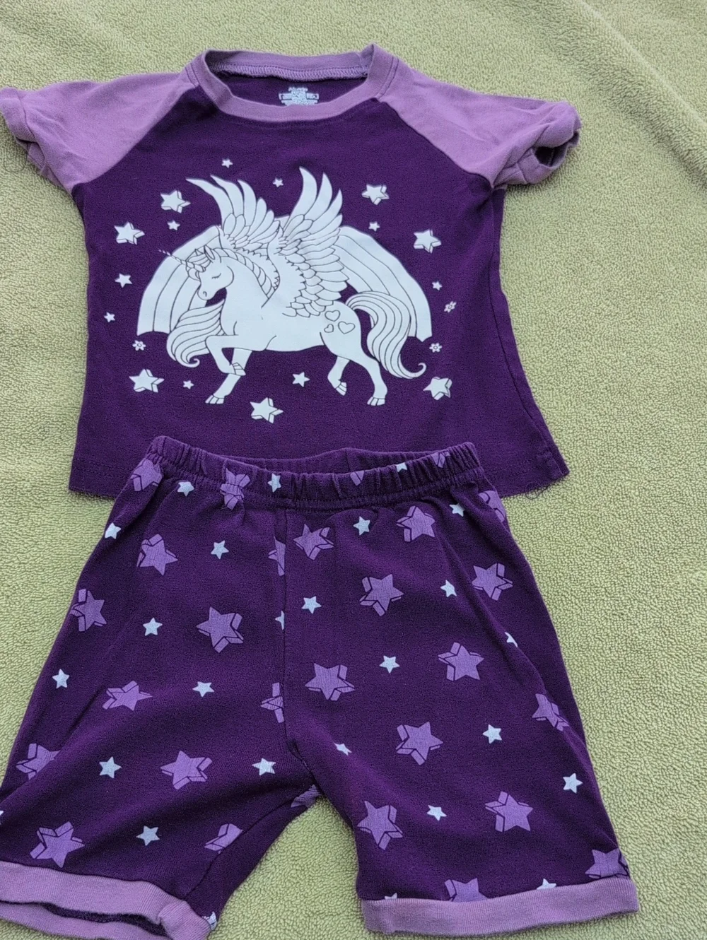 Girls' Purple Glow In The Dark Unicorn Short Pajama Set -